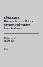 Efraín Lazos: Disonancias de la Crítica. Variaciones sobre cuatro temas kantianos